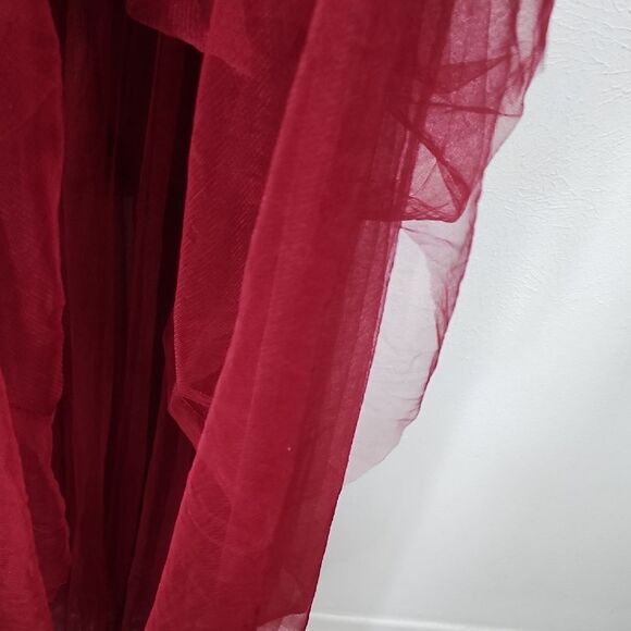 Ever Pretty Deep Red Maxi Gown with Puff Sleeves and Scoop Neck Size XL NWT - Picture 9 of 10